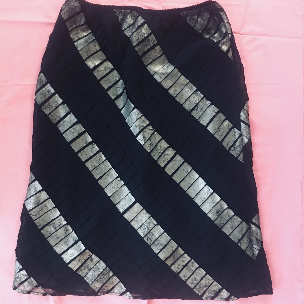 Anthropologie ICB Navy and Metallic Striped Skirt